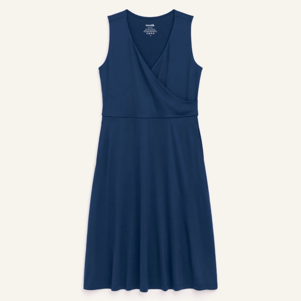 Wool& The Isabelle Wrap Tank Dress in Dark Blue